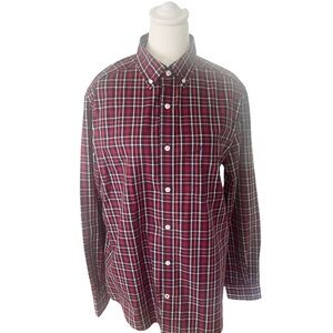 Nautica men’s red white and blue plaid, long sleeve shirt size medium